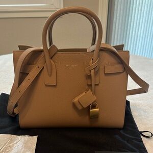 Saint Laurent Camel/Tan Pebbled Leather Top-Handle Satchel